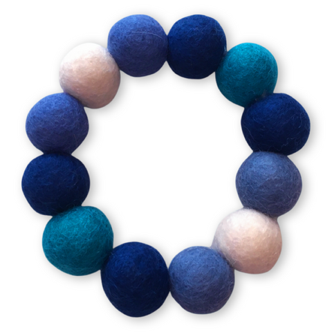 Pom Pom Bracelet - Blues