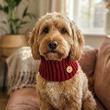 Handmade Crochet Dog Snood / Buff - Red Christmas Sparkle
