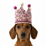 Handmade Birthday Crown Hat - Pink Bee Happy Dachshunds