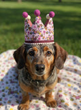 Handmade Birthday Crown - Bee Happy Dachshunds Pink