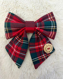 Handmade Christmas Tartan Sailer Bow - Twill