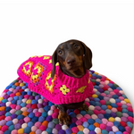 Handmade Crochet Dog Coat / Jumper - Hot Pink