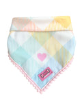Pastel Vichy Pom Pom Bandana - Tie-on