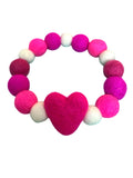 Pink Valentine Heart Pom Pom Dog Collar