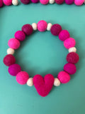 Pink Valentine Heart Pom Pom Dog Collar
