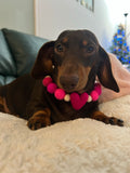 Pink Valentine Heart Pom Pom Dog Collar