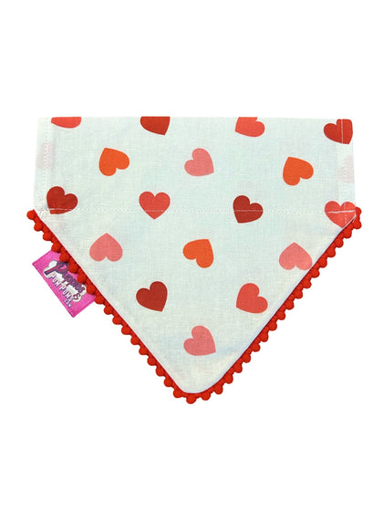 Pañuelo para perro hecho a mano con corazones de San Valentín