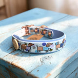 Bee Happy Dachshunds - Handmade Biothane Dog Collar - Polar Blue 25mm