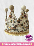 Gorro de cumpleaños hecho a mano con forma de corona - Perros salchicha Bee Happy Beige 