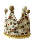 Gorro de cumpleaños hecho a mano con forma de corona - Perros salchicha Bee Happy Beige 