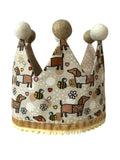 Gorro de cumpleaños hecho a mano con forma de corona - Perros salchicha Bee Happy Beige 