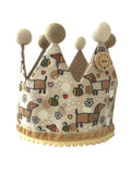 Gorro de cumpleaños hecho a mano con forma de corona - Perros salchicha Bee Happy Beige 