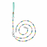 Handmade Anti Tangle Double Dog Leash - Vegan Leather - Pastel Beads