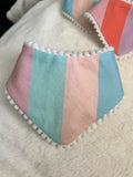 Pastel Stripes Pom Pom Bandana - Snap on