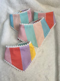 Pastel Stripes Pom Pom Bandana - Snap on