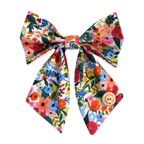 Handmade Dog Sailer Bow Tie - 'Garden Party'