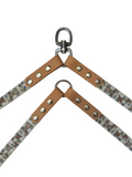 Handmade Double Dog Splitter / Divider Leash - Beige Dachshunds