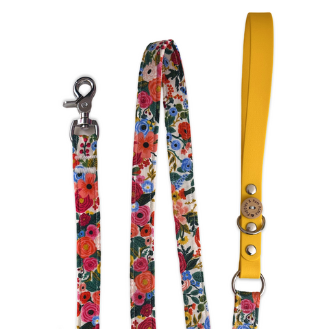 Handmade “Garden Party” Dog Leash - Sunshine Yellow