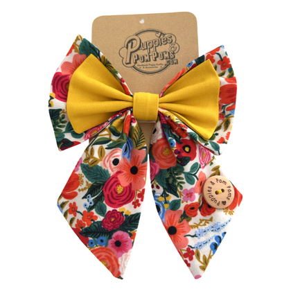 Handmade Dog Sailer Bow Tie - Double Bow - Small  "Garden Party"