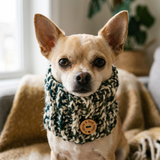 Handmade Christmas Dog Snood – Ombré Green & Gold Sparkle