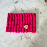 Handmade Crochet Dog Snood – Pink & Gold Sparkle