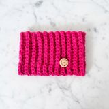 Handmade Crochet Dog Snood – Pink & Gold Sparkle