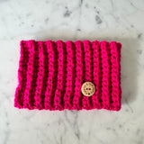 Handmade Crochet Dog Snood – Pink & Gold Sparkle