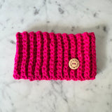 Handmade Crochet Dog Snood – Pink & Gold Sparkle