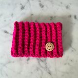 Handmade Crochet Dog Snood – Pink & Gold Sparkle