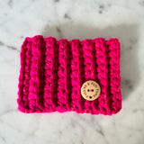 Handmade Crochet Dog Snood – Pink & Gold Sparkle