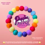 Personalised Pom Pom Dog Collar - Rainbow Brights 2cm Balls