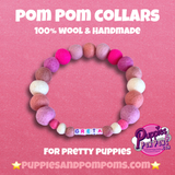 Baby Pink Mix - Personalised Pom Pom Dog Collar