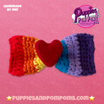 Handmade Dog Bow Tie - Rainbow Love Crochet