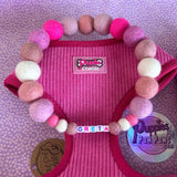 Baby Pink Mix - Personalised Pom Pom Dog Collar