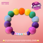 Personalised Pom Pom Dog Collar - Rainbow Brights 2cm Balls