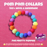 Personalised Pom Pom Dog Collar - Rainbow Brights 2cm Balls