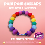 Personalised Pom Pom Dog Collar - Rainbow Brights 2cm Balls