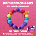 Personalised Pom Pom Dog Collar - Rainbow Brights 2cm Balls