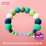 Personalised Pom Pom Dog Collar - Green