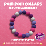 Pink & Purples Mix - Personalised Pom Pom Dog Collar