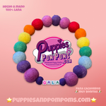 Personalised Pom Pom Dog Collar - Rainbow Brights 2cm Balls