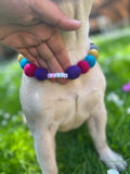 Personalised Pom Pom Dog Collar - Dolly Mix