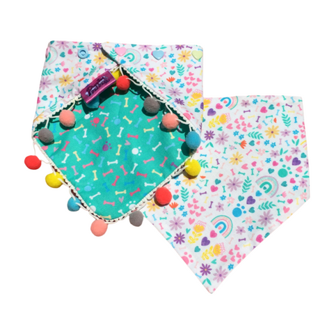 Pom Pom Dog Bandana - Ditsy Sprinkles - Snap On