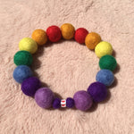 Personalised Pom Pom Dog Collar - Rainbow