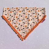 Boo! Halloween Pumpkins and Creepy Critters PomPom Bandana