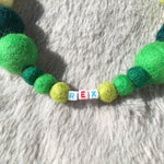 Personalised Pom Pom Dog Collar - Green