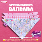 Spring Bunnies Pink Vichy Dog Bandana - Snap On