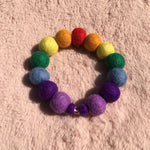 Personalised Pom Pom Dog Collar - Rainbow