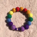Personalised Pom Pom Dog Collar - Rainbow