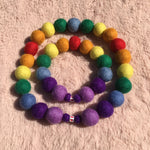 Personalised Pom Pom Dog Collar - Rainbow